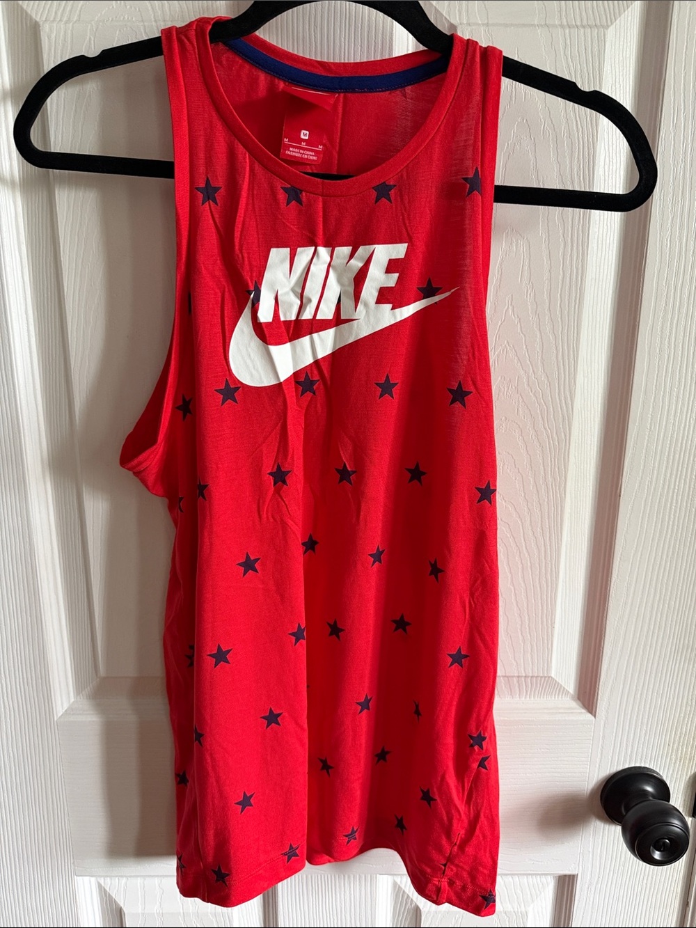 Nike Red Tank with White Logo and Navy Stars